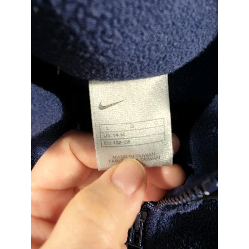 Vintage Nike Vest Youth Large‎ 14-16 Blue Full Zip Y2K Fleece Embroidered